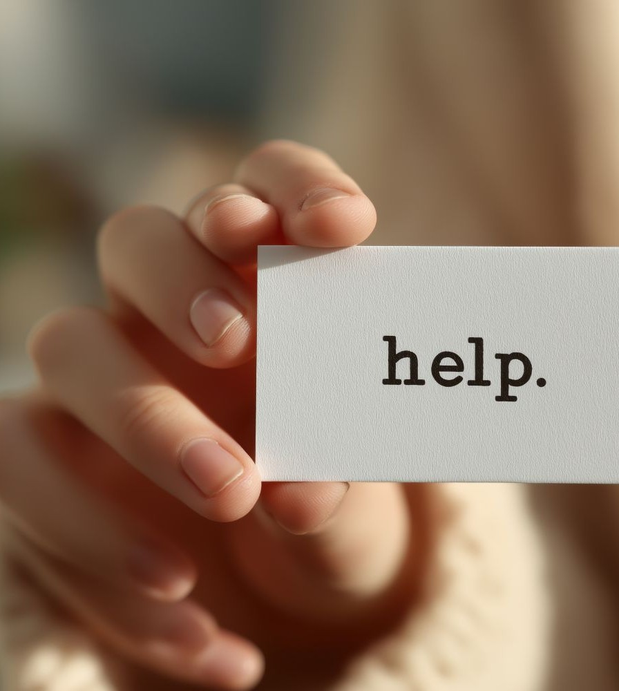 Help cr hand holding note HELP