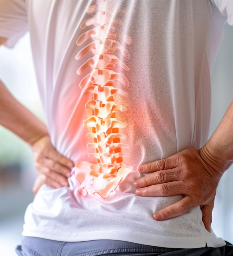 low back pain man bracing low back
